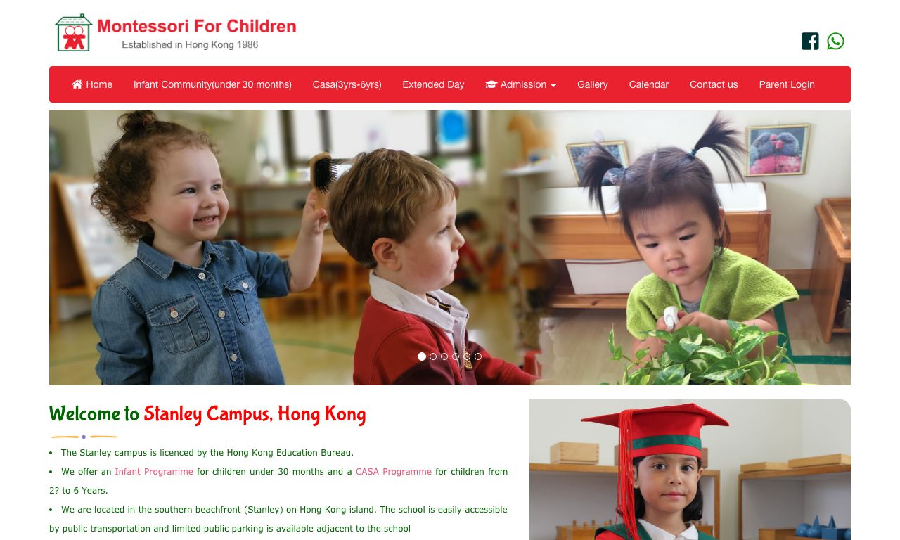 Screenshot of the Home Page of MONTESSORI FOR CHILDREN (NURSERY)